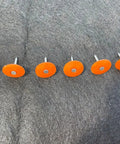 Pro Grade Plastic Cap Roofing Nails With Hella Secure Ring Shank And Tough Electro Galvanized Steel for roof underlayment, visible orange caps.