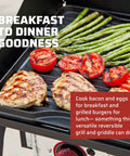 Preseasoned Cast Iron Griddle Reversible Flat And Ribbed Sides For Even Heat Distribution 14 By 16 Inch Cooking Surface In Black grilling food