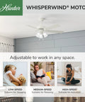 52 Inch Indoor Ceiling Fan With LED Lights Fresh White, Pull Chain, 5 Blades, Standard Mount in a living room setting