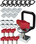 Kickass Aluminum Thumb Screws And Heavy Duty Hex Nuts Kit For Hassle Free Quick Swap Jeep Hardtop Fastener Hardware Replacement Assembly Set Bright Red Finish with black D-rings and washers.