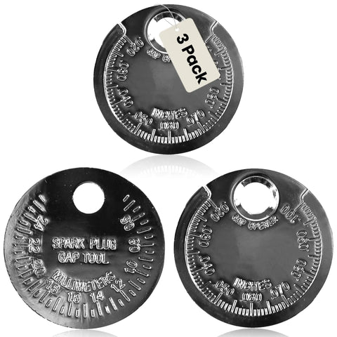 Three Pack Spark Plug Gap Gauge Tool For Mechanics, Accurate Inch And Metric Gap Readouts From 0.02 In To 0.1 In And 0.5 mm To 2.5 mm