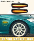 Mitsubishi Lancer Front LED Side Marker Lights Pair With Black Lens And Yellow Turn Signals 8351A001 on green car
