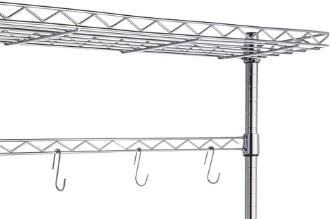 Built Like A Tank Three Tier Baker Rack With Heavy Duty Chrome Steel And Smooth Wood Shelves To Seriously Level Up Your Kitchen Storage Flex While Stowing Cookware Pantry Essentials Plus Handy Hanging Rail And S Hooks