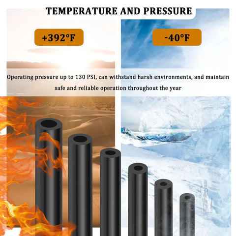 Silicone Vacuum Hose Kit With 6 Hoses Each 4.92 Feet And 64 Vacuum Line Connectors Total 70 Piece Set in temperature range.