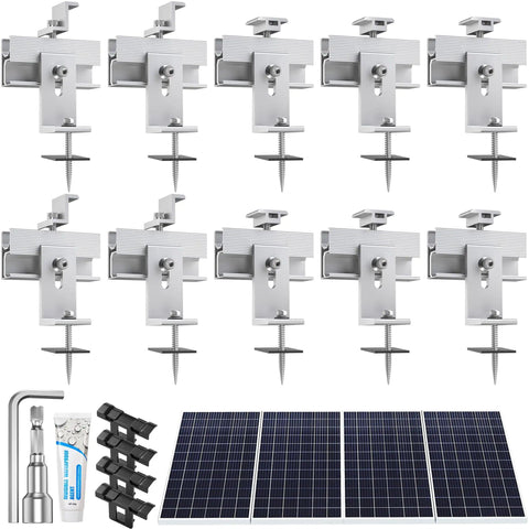 Heavy Duty Aluminum Solar Panel Mounting Brackets Kit 10 Pack For Flat And Pitched Roofs Corrosion Resistant Alloy Mounts With Waterproof EPDM Gasket
