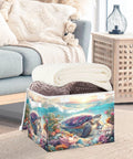 Kick Some Clutter With These Heavy Duty Foldable Storage Bins, Featuring Snug Click Lids And Super Sturdy Handles, Plus Collapsible Oxford Basket Organizers For Real Closet Solutions filled with blankets in a living room.