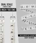 Dual Scale Flexible Tape Measure Set 60 Inch Blue 2 Pack Standard And Metric Readouts Soft Fiberglass Tape With End Tabs