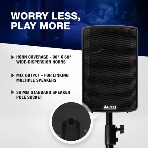 350W 8 Inch Powered PA Speaker With Bluetooth And 2 Channel Mixer For Mobile DJs And Musicians BiAmped Line Level Output
