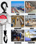 Manual Chain Hoist 0.25 Ton 550 Lbs Capacity 10 Foot Lift 360 Degree Rotatable Chain Block With Dual Safety Hooks