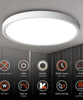 Two Pack 15W Flush Mount LED Ceiling Light 1500 Lumens Daylight 5000K Low Profile Ceiling Fixture, shown installed in room