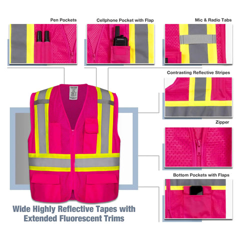 Ultra Top Shelf Reflective High Visibility Safety Vest With Deep Elastic Storage Pockets Super Breathable Lightweight Mesh For Men And Women Legit Day Job Ready