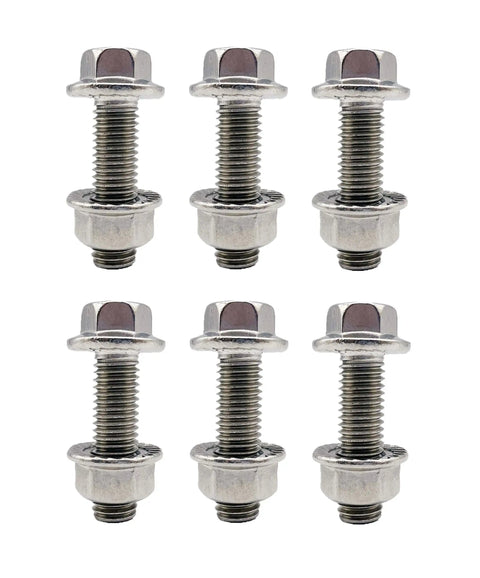Front view of Stainless Steel Flange Screws and Flange Nuts Kit for Exhaust Manifold, M10X1.5-35mm, 6 Pack, 304 Stainless Fasteners
