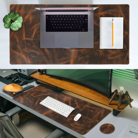 Premium Full Grain Leather Desk Pad 2mm Thick Desk Mat And Blotter For Keyboard And Gamer Mouse Large Desk Protector