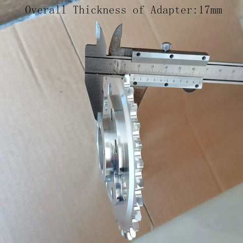 Caliper measuring Two In One Disc Brake Rotor Adapter And 36T Sprocket For Gas Motorized Bike 48cc 66cc 80cc Aluminum A6061