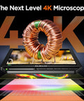 Autofocus 4K Digital Microscope EM4K-AF With AI Auto-Focus, 8 Inch Screen Soldering Microscope For PCB Nerds, Pro Grade Clarity, Fast TOF Sensor, Real-Time Viewing, High Resolution Magnification, 8-inch display showing copper coil