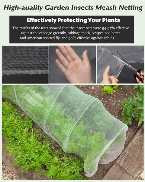 8x10 Ft Ultra Fine Garden Mesh Netting Thick Protective Barrier for Vegetables Fruits and Plants Breathable White Screen