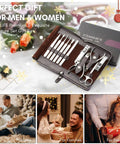 11 In 1 Manicure Kit With Stainless Steel Nail Clippers in brown leather case with gift box, holiday gift scene