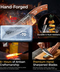 Hand Forged Japanese Chef Knife Set 3 Piece Kitchen Knife Bundle With Viking Chef Knife Santoku Knife Honing Rod And Gift Box
