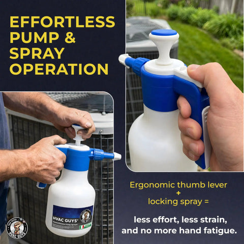 Pro Grade Coil Cleaner Pump Sprayer Workhorse For Evaporator And Condenser Coils Handheld Chemical Sprayer With 360 Degree Spray Adjustable Nozzle EPDM Seals 48 Oz Capacity Easy Rinse Design