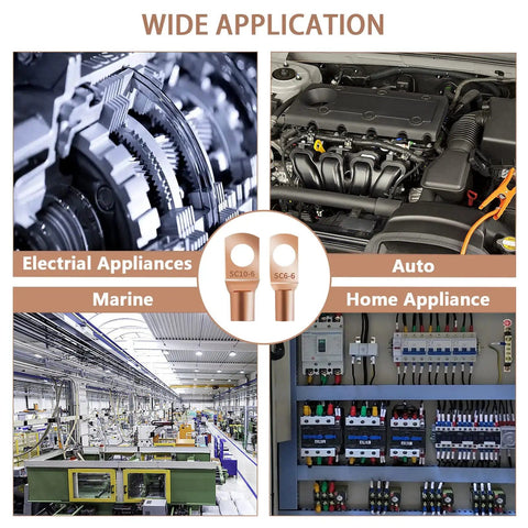 Applications for 80 Pcs Copper Wire Lugs And 40 Pcs Heat Shrink Set For Battery Terminals in electrical, auto, marine, home.