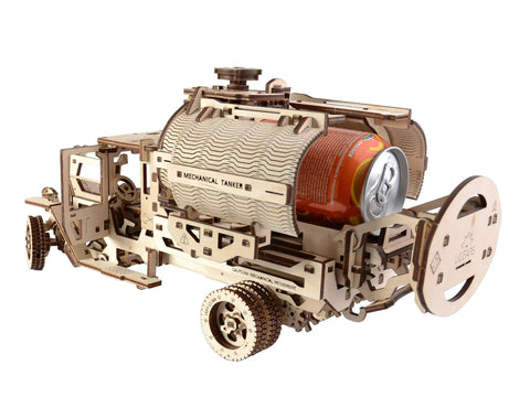 Tanker Mechanical Model Kit For Adults, DIY 3D Wooden Puzzles With Working Engine And Moving Transmission, Includes Can Holder, 594 Pieces, Boss-Level Truck Build, Perfect Father’s Day Gift, wooden tanker with can mounted