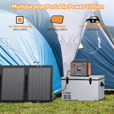 Power Station 300W Solar Generator 280Wh Portable Outdoor Power Bank With 110V AC Outlets Pure Sine Wave DC USB QC3.0 for camping.