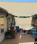 10x14 Sun Shade Sail Rectangle Canopy For Patio Backyard Garden Outdoor UV Blocking Breathable Shade Cloth installed over deck