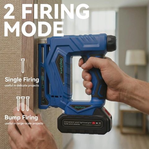 2 In 1 Cordless Brad Nailer And Staple Gun With Brushless Motor for DIY and Upholstery Work, featuring two firing modes.