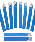 Carbide-tipped lathe cutter set, 10 pieces, 1/4 in shank, blue-coated metal tools for turning, boring and chamfering