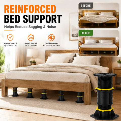 Rock Solid 4 Pack Adjustable Bed Support Legs 8.5 To 13 Inch Heavy Duty Center Support stabilizers under bed frame