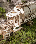 Tanker Mechanical Model Kit For Adults, DIY 3D Wooden Puzzles With Working Engine And Moving Transmission, Includes Can Holder, 594 Pieces, Boss-Level Truck Build, Perfect Father’s Day Gift, wooden tanker truck on moss
