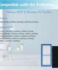 AER1 Compatible Filter Replacement For Holmes HAPF30AT showing HEPA filter and carbon sheet in a room setting, 1.2x10x4.6 in.