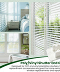 Vinyl Shutter End Caps For Plantation Shutters Replacement Kit shown on window blinds.
