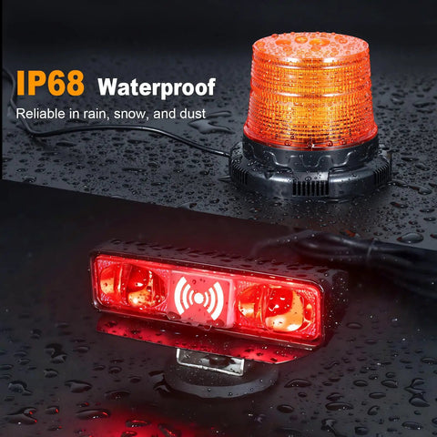Heavy Duty Forklift Radar Safety Beacon With Bright Led Strobe Lights And Top Notch Red Zone Warning System Plus Sharp Voice Alert To Keep The Yard Fully Secured