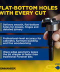 Premium Wave Cutter Forstner Drill Bit Set Includes Six Piece Heavy Duty Top Shelf Woodworking Kit Spanning Twenty To Fifty Millimeters Heat Treated Steel for flat-bottom hole drilling.