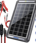 12V Solar Car Battery Charger With MPPT Controller 15W Trickle Maintainer Gear Up Your Cars RVs Boats Motorcycles Trucks Trailers Snowmobiles Marine Use Solar Panel Kit with cables and connectors visible