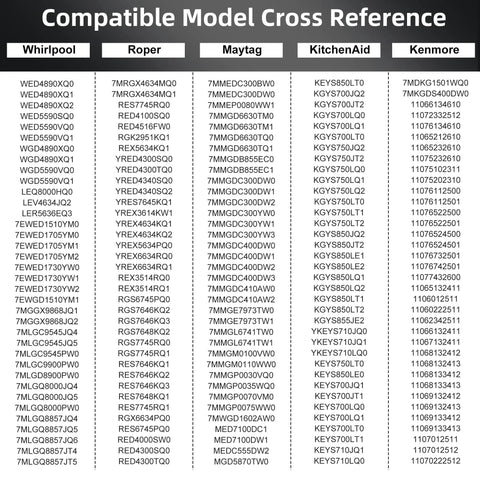 Compatible model cross reference chart for Must Have Dryer Repair Kit 4392065 Belt Replacement For Whirlpool WGD4815EW2 WED4950HW0 MEDX655DW1