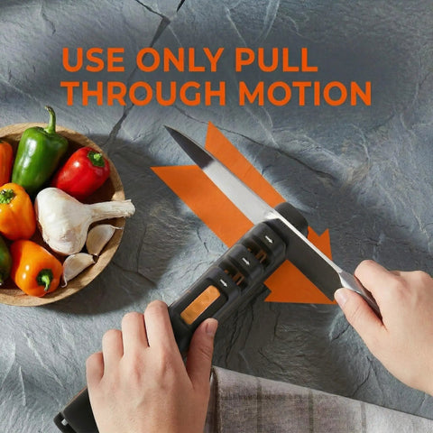Using Multi Angle Knife Sharpener With Five Angle Settings And Three Stage System For Home Cooks to sharpen a knife