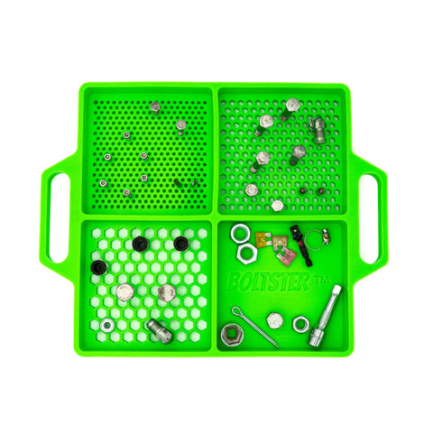 Green Flexible Organizing Tray For Bolts, Screws And Small Fasteners, Non Slip Pro Grade Silicone Tool Tray For Mechanics