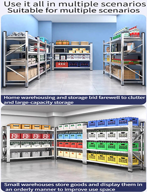 Heavy Duty 4 Tier Stainless Steel Garage Shelving Unit with 78 Inch Height and Adjustable Levels for Extreme Storage Needs, organized tools and supplies