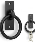 Heavy Duty Solid Steel Horse Tie Ring 2-3/8 Inch Cross Tie Ring For Horses, black finish, mounted, with pre-drilled holes