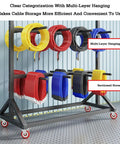 Rock Solid Wire Harness Hanging Rack With Adjustable Cable Roll Storage And Portable Shop Organizer with multi-layer hanging rails.