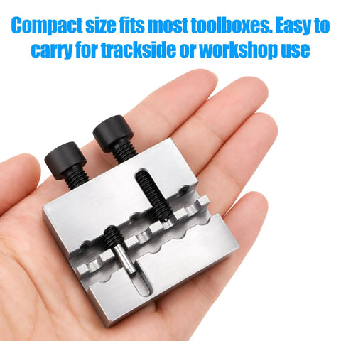 Heavy Duty Pro Grade Chain Breaker Tool For Bikes And Racing With CNC Carbon Steel Construction held in hand