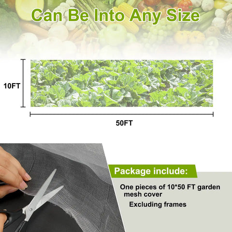 Garden Netting 10x50 Ft Ultra Fine Mesh Pest Barrier For Veggies Fruits Flowers Crops Greenhouse Row Covers And Raised Bed Gardens Keeps Pests And Birds Out While Letting Light Water And Air Through diagram