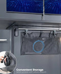 30 Inch Clamp On Desk Skirt With Privacy Panel And Cable Management System installed under desk in black