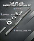 Top Shelf 304 Stainless Steel Air Cleaner Stud Kit With 5 Inch Mounting Hardware And Quarter Inch Thread Rock Solid Wing Nut Assembly parts layout.