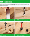 Heavy Duty Countersink Drill Bit Set, 23 Piece Tapered Wood Bits With Plug Cutter, Slick Hex Shank, Adjustable Depth Rings, Pro Workhorse Kit With Sandpaper And Sturdy Carry Box, Step-by-step drilling guide.