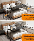 Super Handy Adjustable Laptop Desk For Bed With Wheels Overbed Table on queen bed, showcasing adjustable height and length