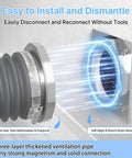 Magnetic Dryer Vent Connector With Quick Connect Hose Coupling And Strong Magnetic Seal in use, showcasing easy installation.