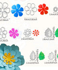 Dope 14 Piece Flower Leaves Metal Cutting Dies Set With 14 Styles for DIY Crafts and Scrapbooking, carbon steel, size labels visible